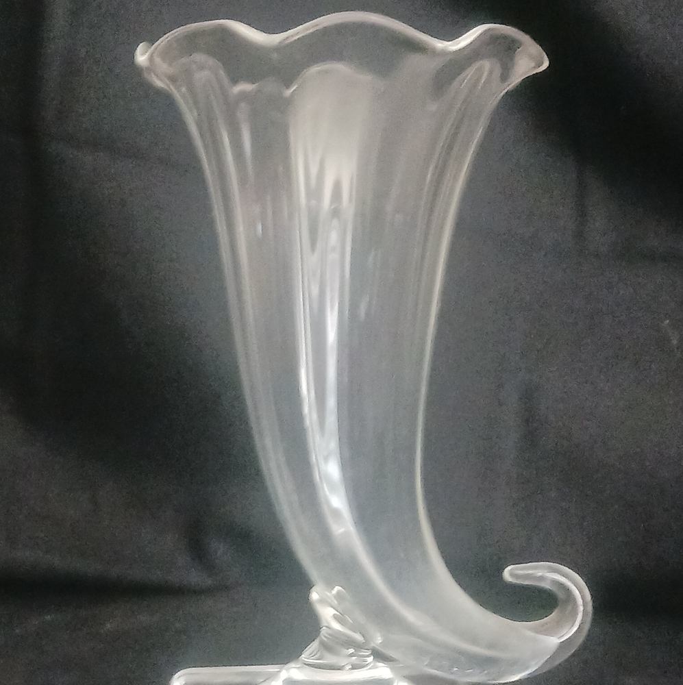 Steuben Clear Glass Horn Vase